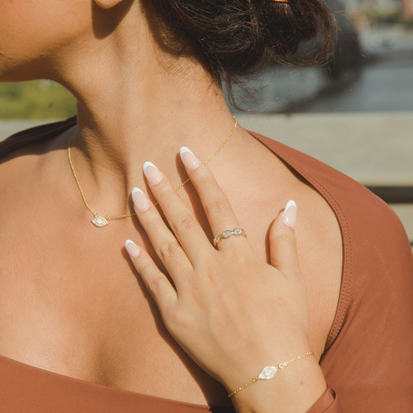 Iced Pear Infinity Ring - Gold