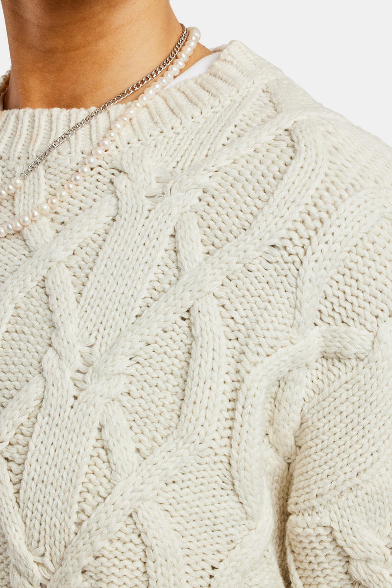 Oversized Knitted Sweater - Ecru