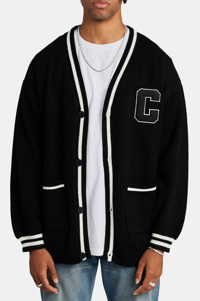 Crnc Varsity Cable knit Cardigan - Black