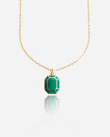 Emerald Cut Charm Necklace - Green