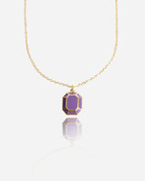 Emerald Cut Charm Necklace - Purple