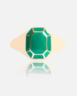 Emerald Cut Signet Ring - Green