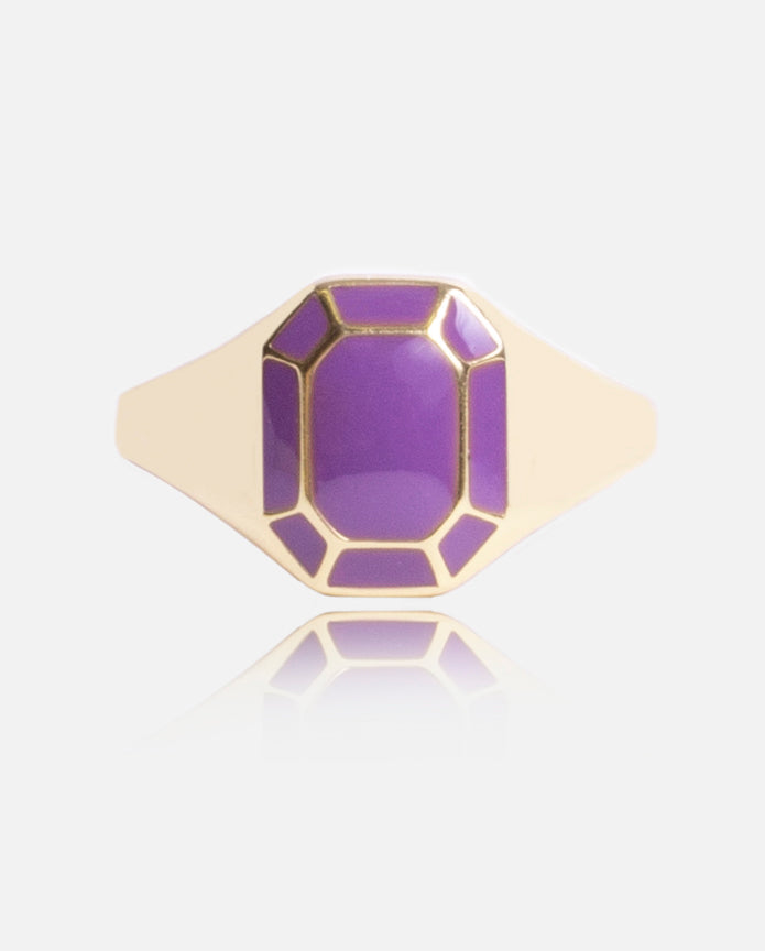 Emerald Cut Signet Ring - Purple