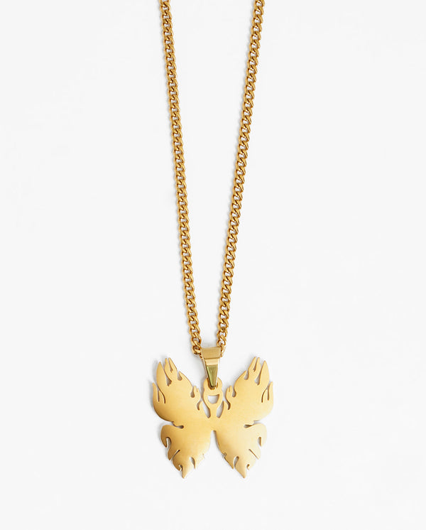 Flame Butterfly Necklace - Gold