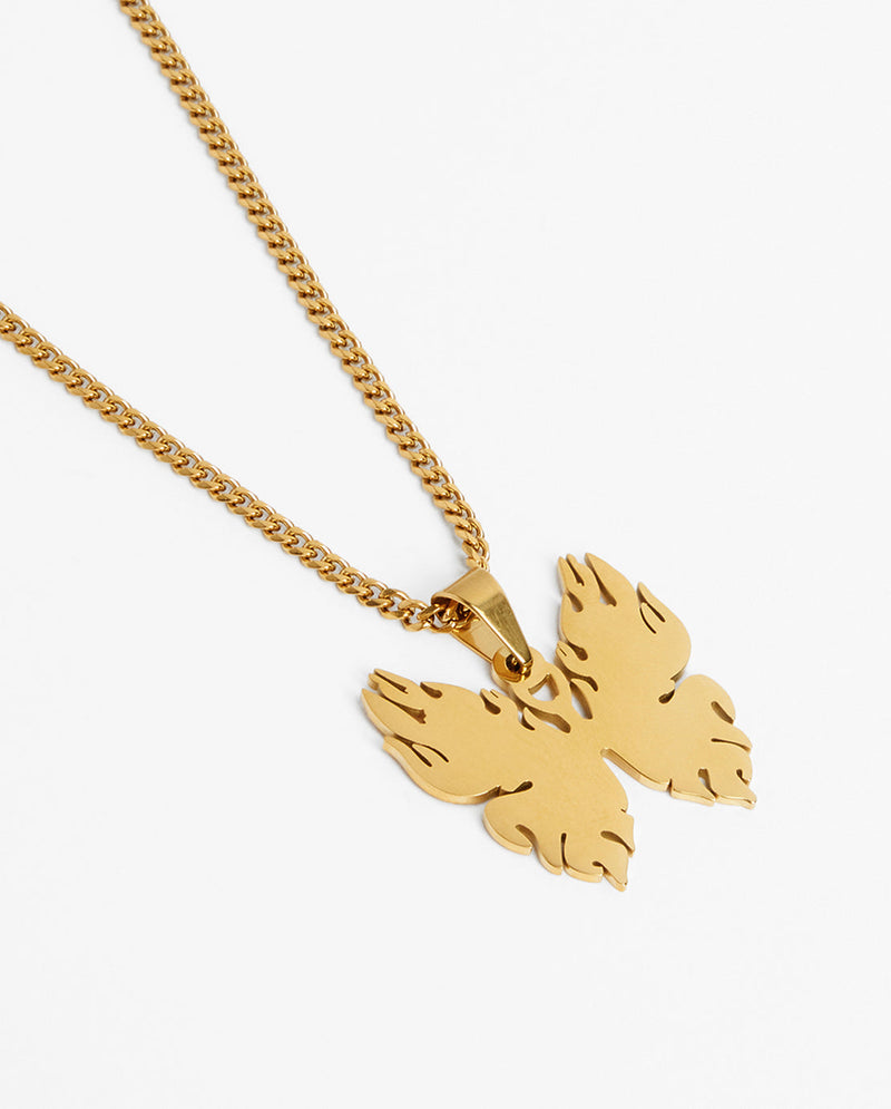 Flame Butterfly Necklace - Gold