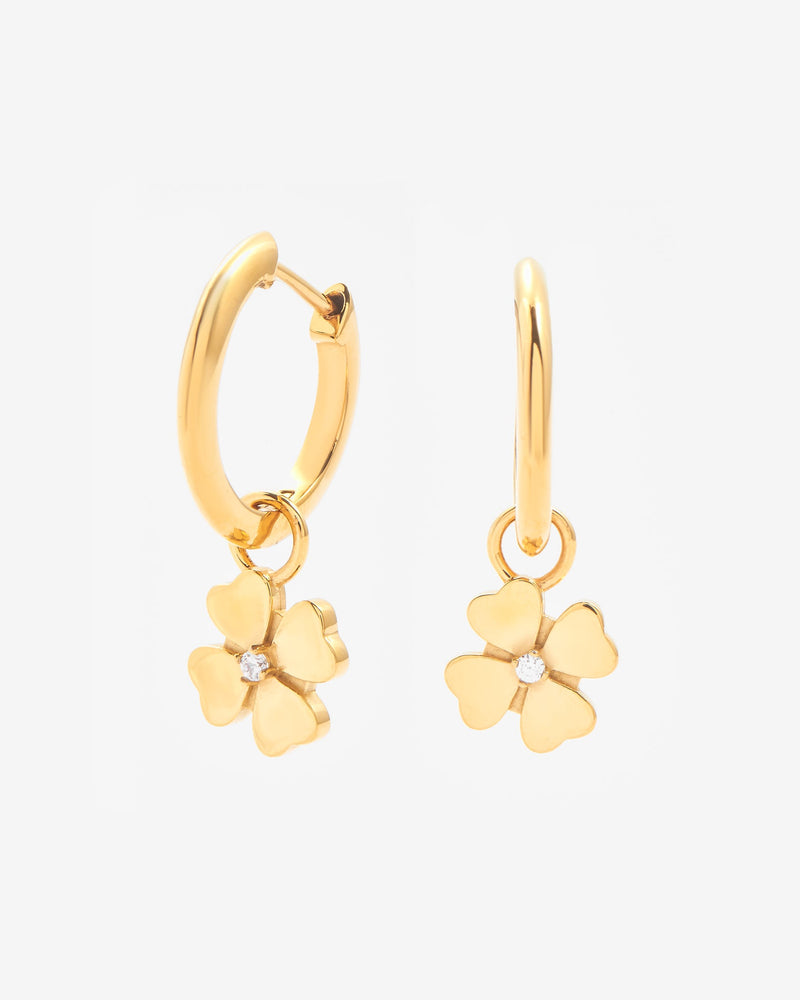 Flower Hoop Earrings - Gold