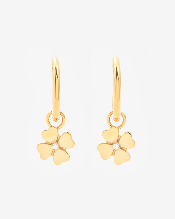 Flower Hoop Earrings - Gold