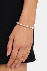 Ice CZ Ball & Freshwater Pearl Bracelet