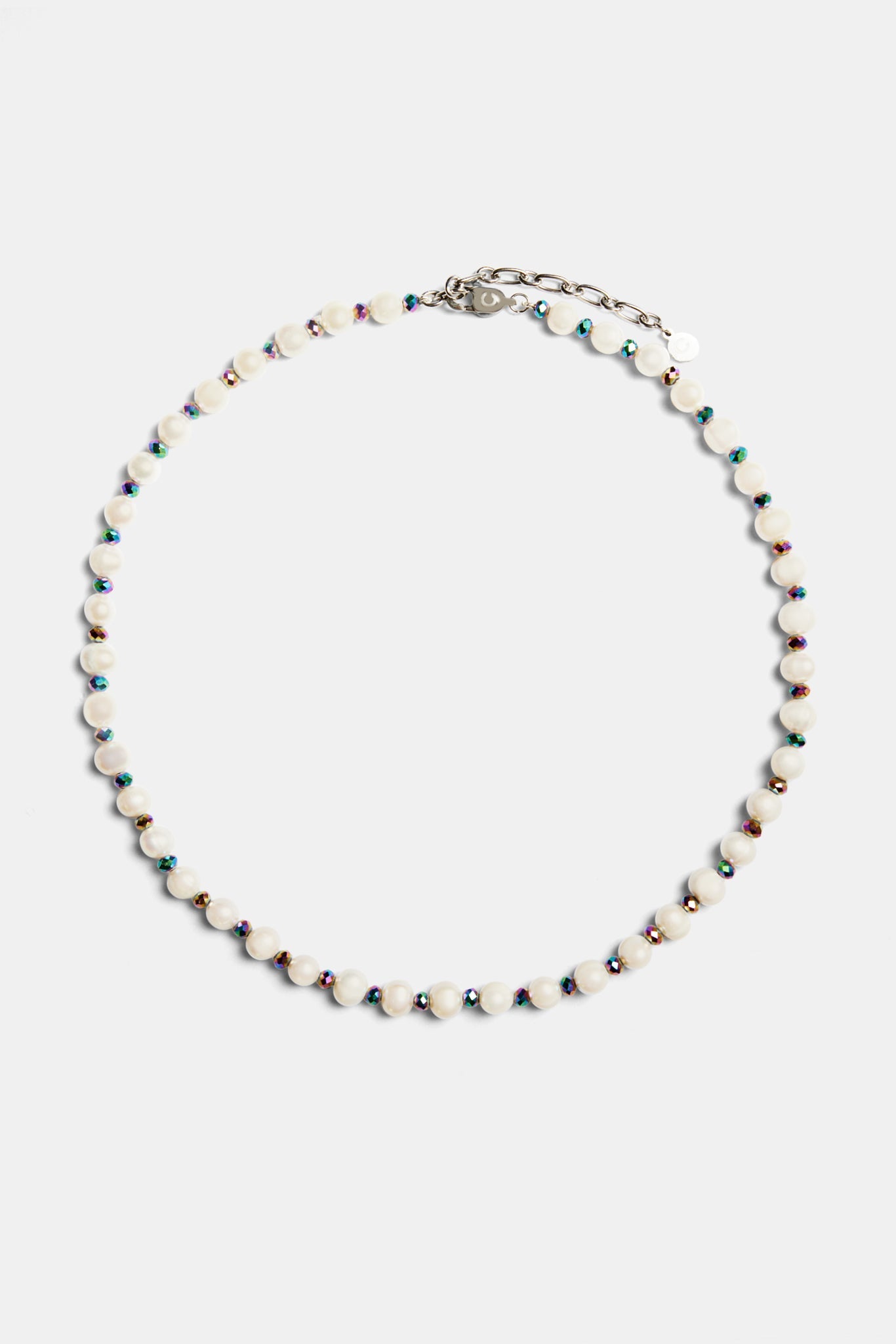 Oil Slick Bead & Freshwater Pearl Necklace - 6mm