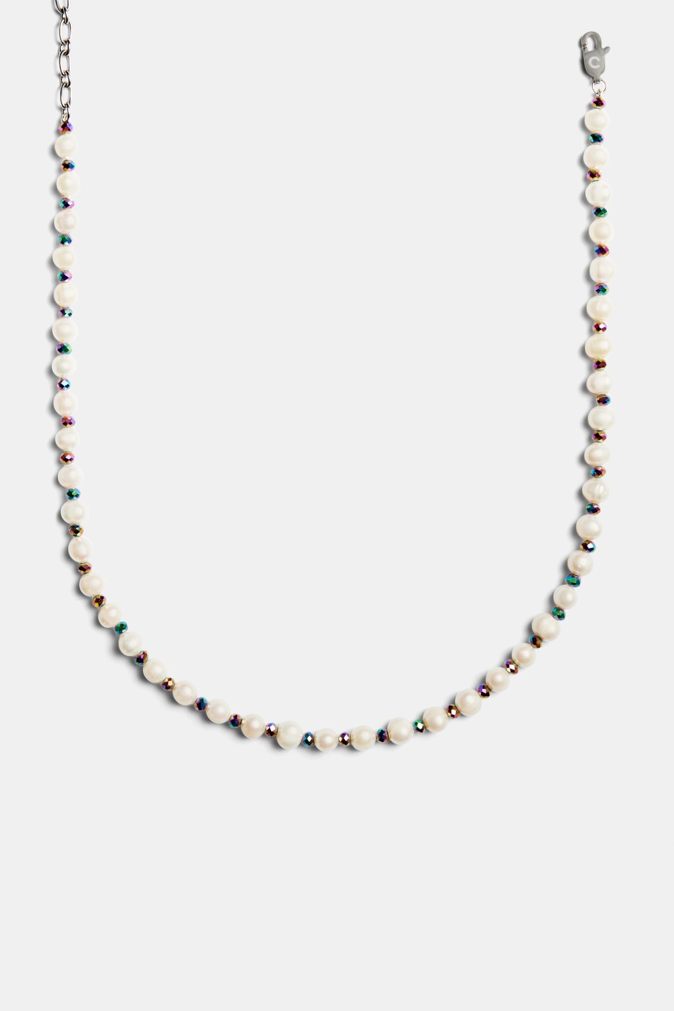 Oil Slick Bead & Freshwater Pearl Necklace - 6mm