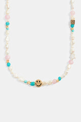 Gold Plated Pastel Motif & Freshwater Pearl Necklace