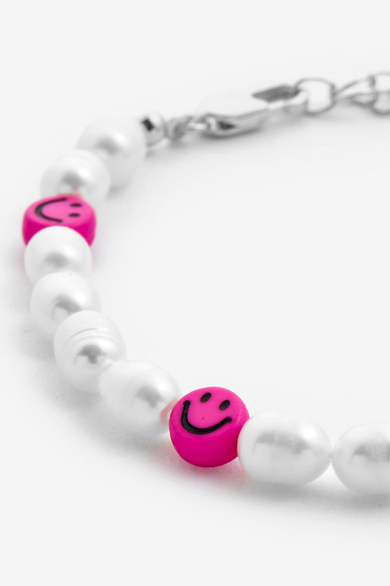 Freshwater Pearl and Pink Face Motif Bracelet