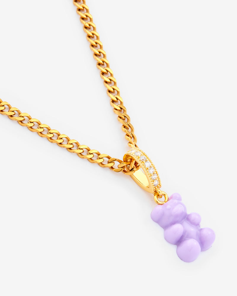 Lilac Gummy Bear Necklace - Gold