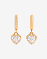 Gem Heart Hoop Earrings - Gold