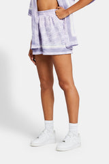 Cernucci Repeat Logo Border Satin Short - Purple