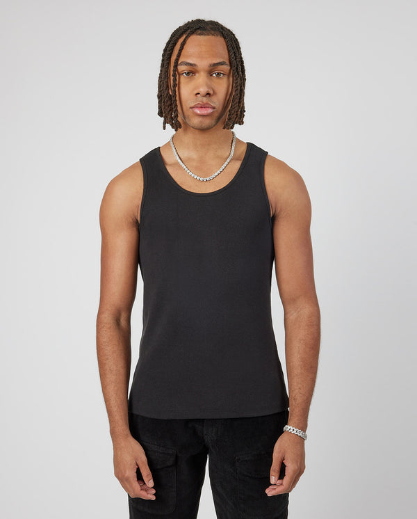 Slim Ribbed Vest - Black