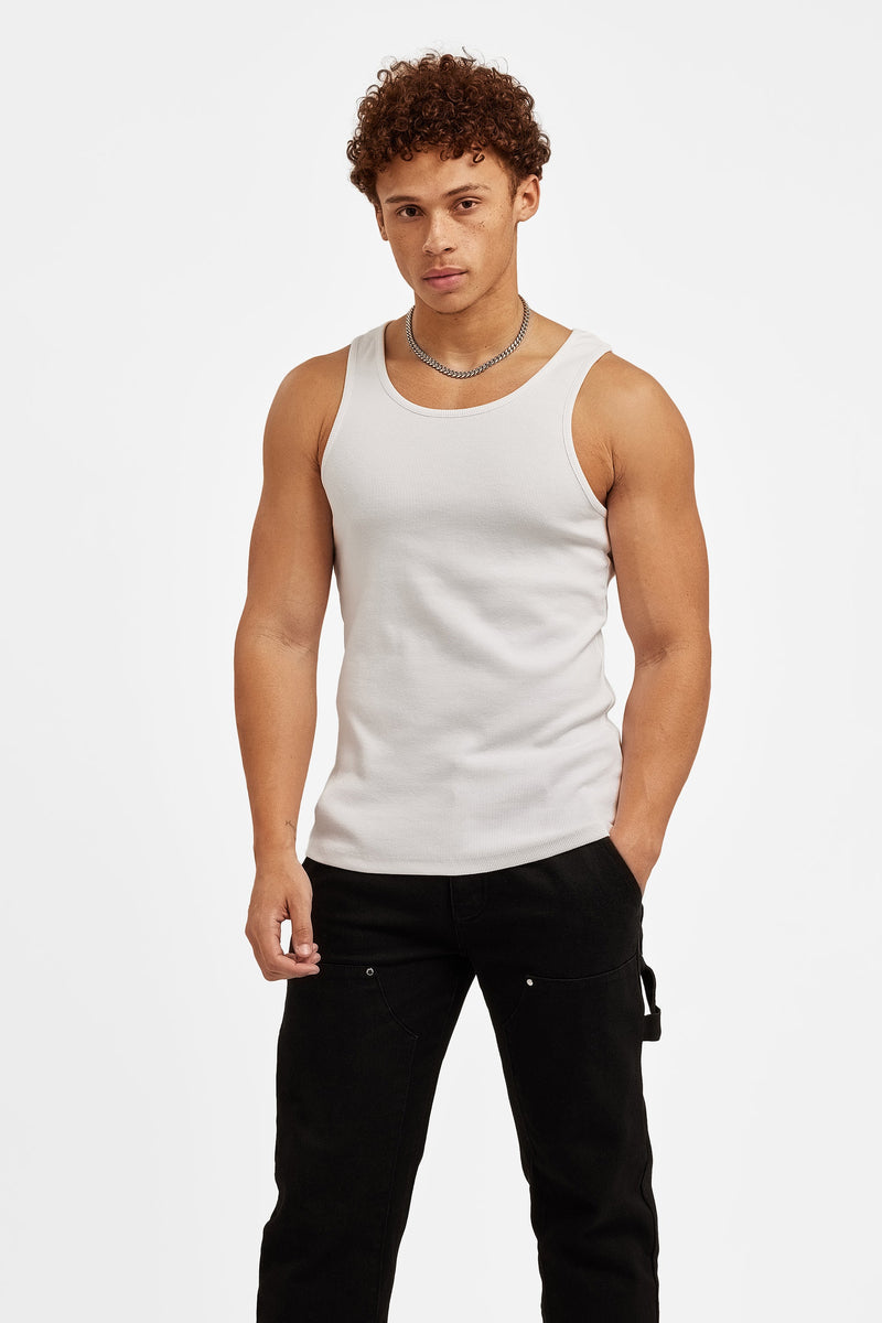 Cernucci Muscle Fit Ribbed Vest - White
