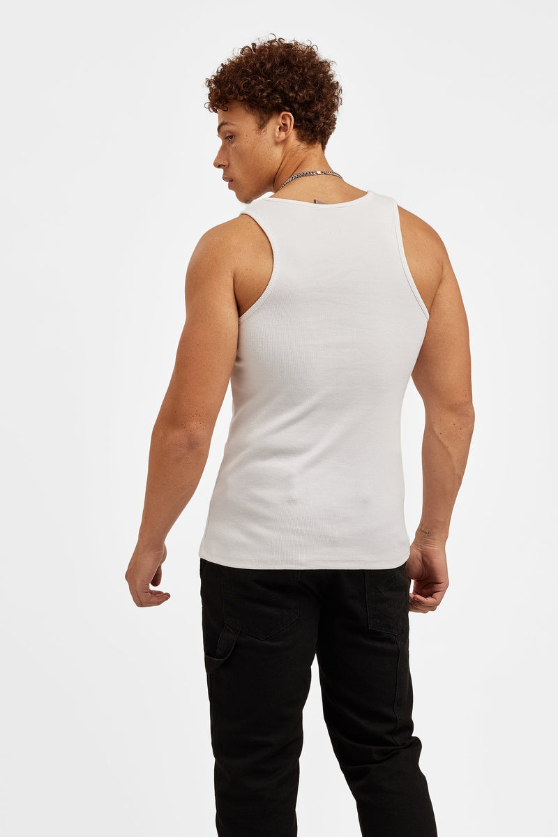 Cernucci Muscle Fit Ribbed Vest - White