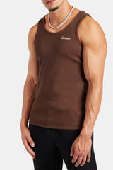 Slim Fit Embroidered Vest - Chocolate