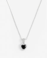 Heart Shape Black Stone Bezel Necklace