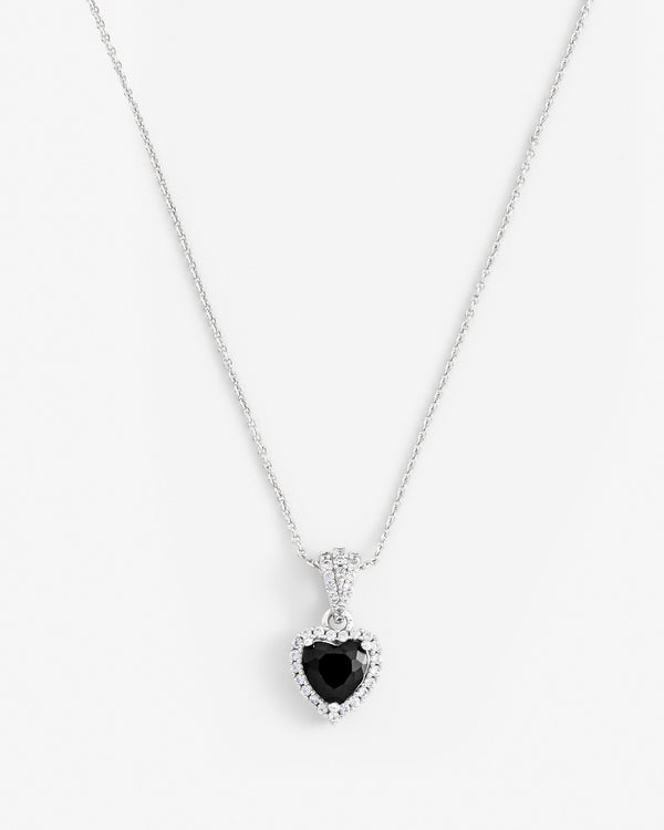 Heart Shape Black Stone Bezel Necklace