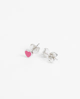Hot Pink Heart Enamel Stud Earrings