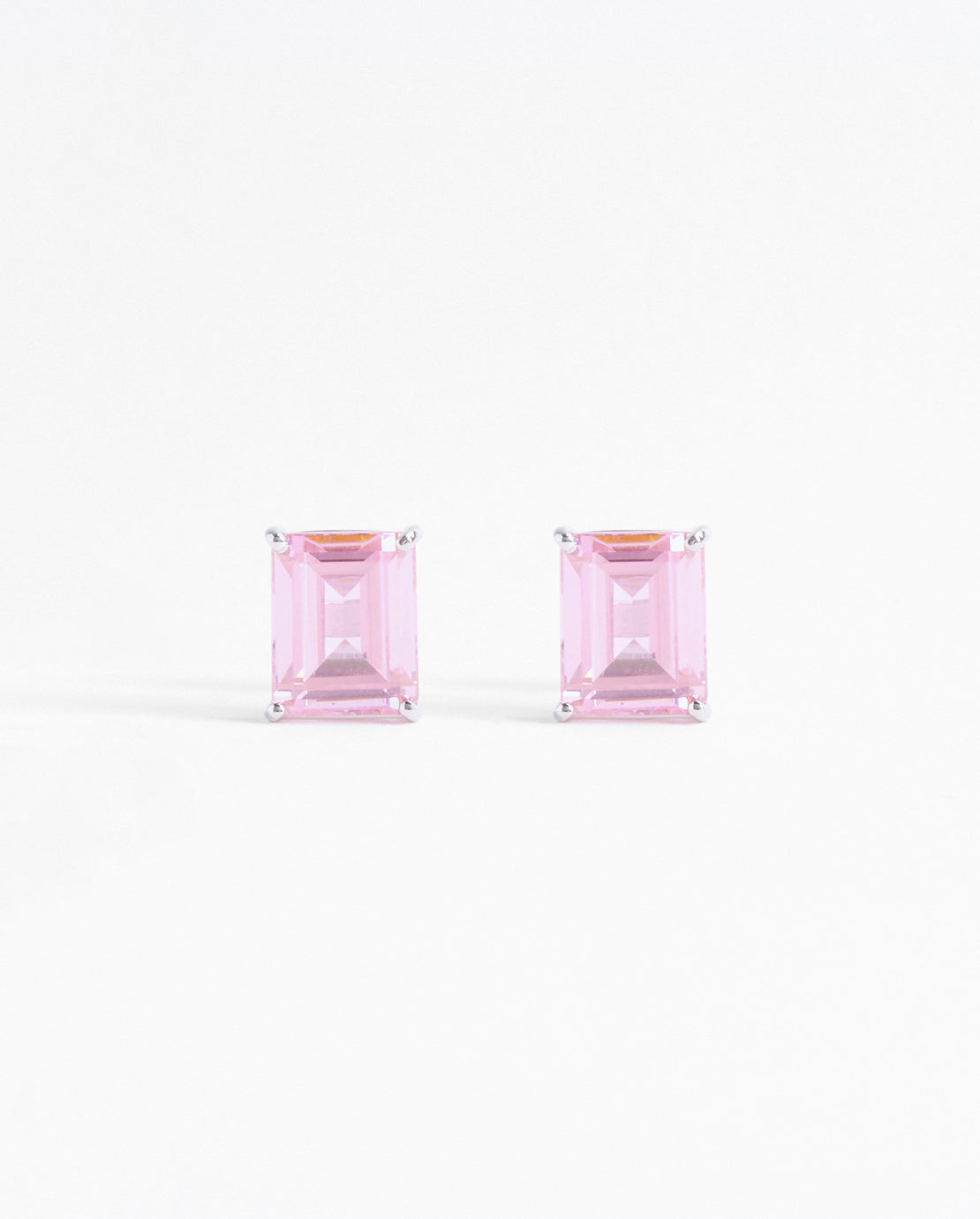 Hot Pink Baguette Stud Earrings
