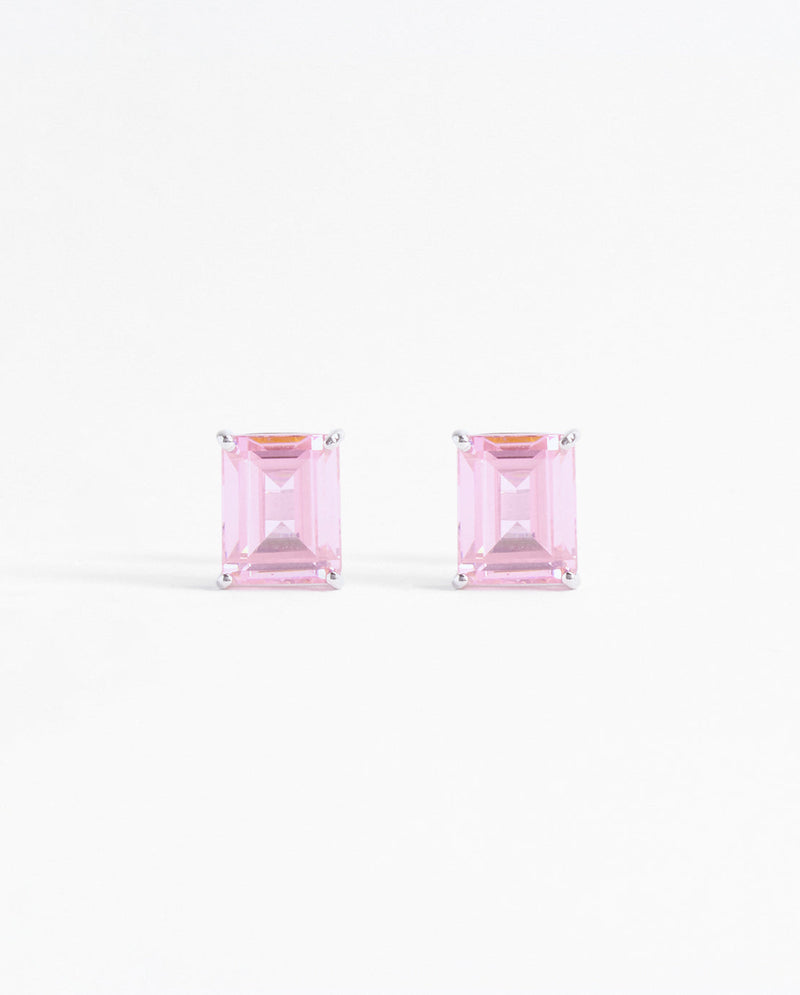 Hot Pink Baguette Stud Earrings