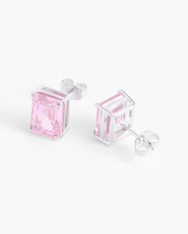 Hot Pink Baguette Stud Earrings