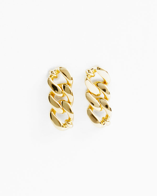 Curb Chain Drop Earrings - Gold