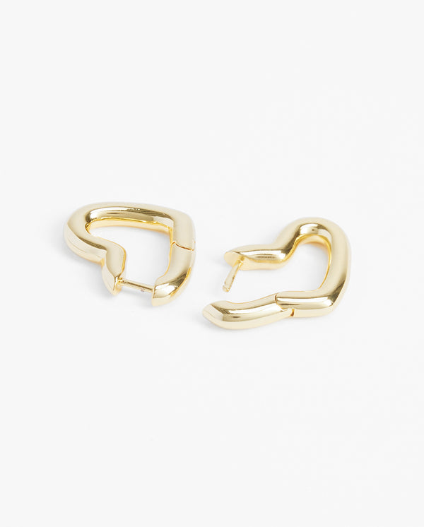 Heart Shape Hoop Earrings - Gold