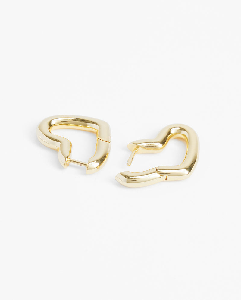 Heart Shape Hoop Earrings - Gold