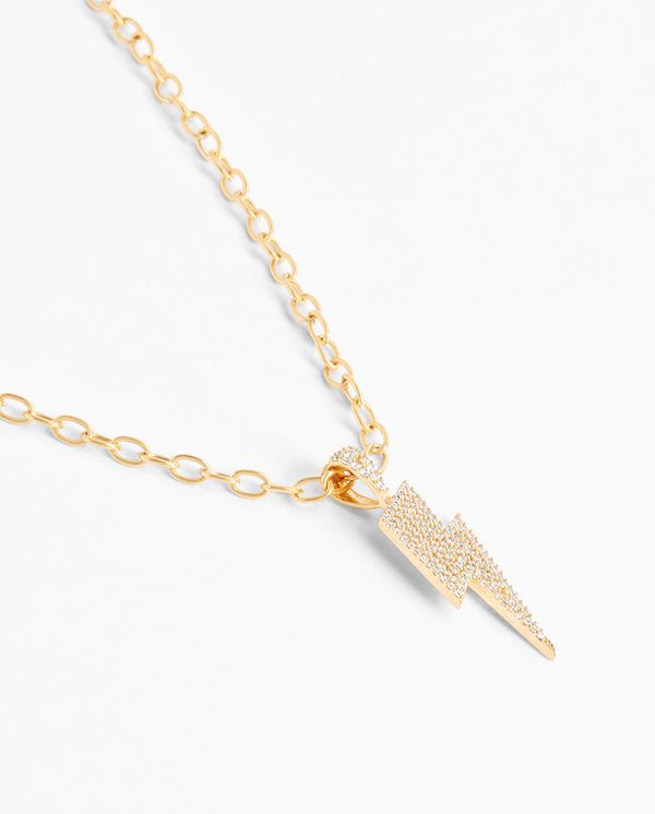 Hermes Small Iced Lightning Bolt Necklace - Gold