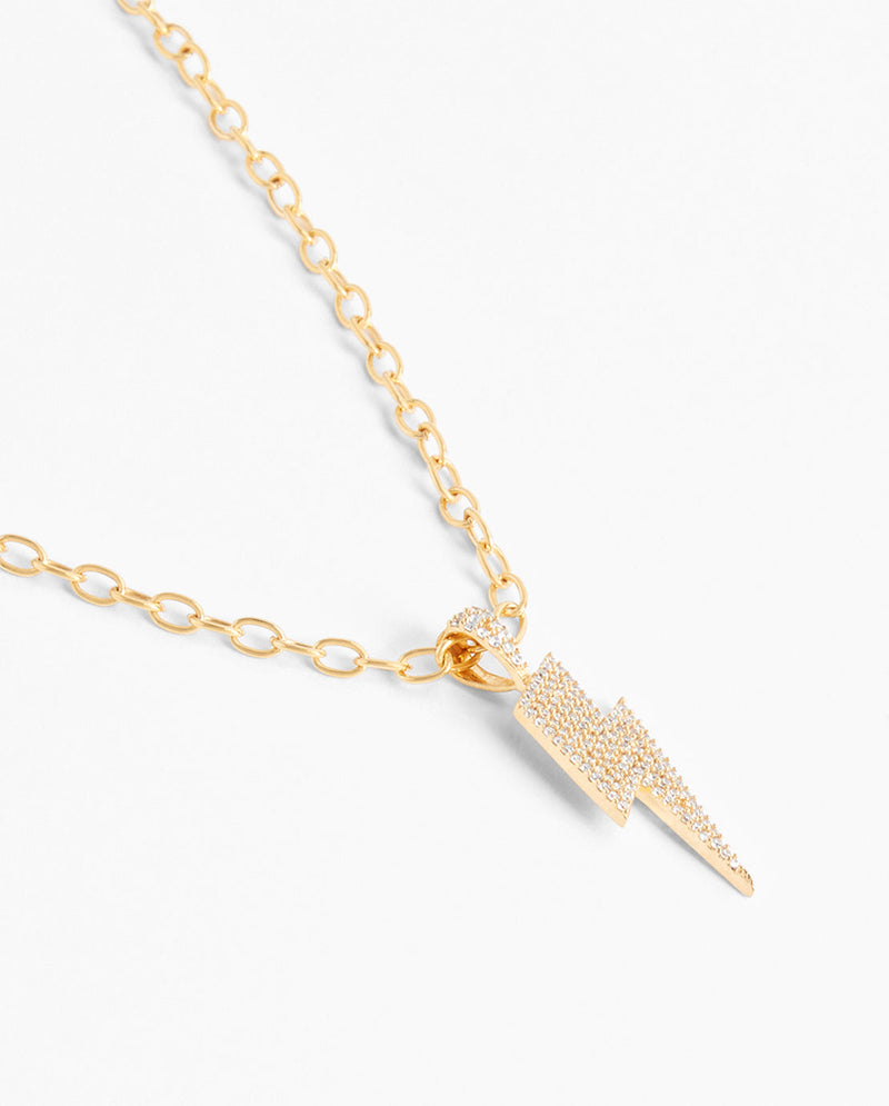 Hermes Small Iced Lightning Bolt Necklace - Gold