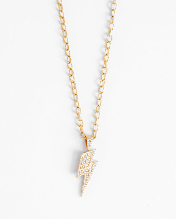 Hermes Small Iced Lightning Bolt Necklace - Gold