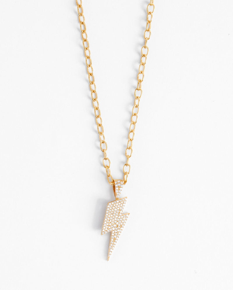 Hermes Small Iced Lightning Bolt Necklace - Gold