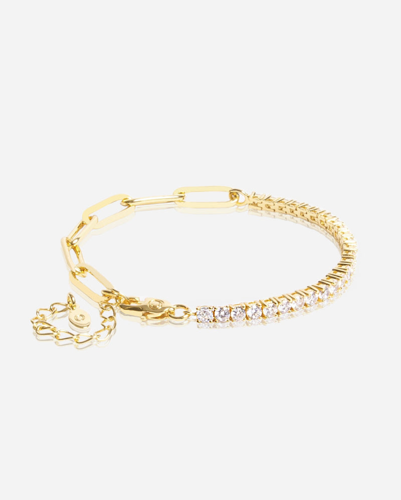 Half Tennis Half Hermes Bracelet - Gold