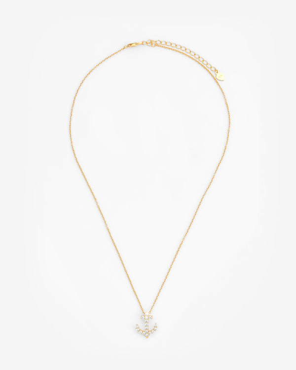 Iced Anchor Necklace - Gold