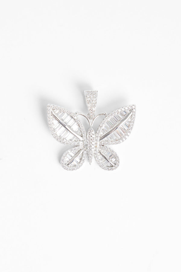 Iced Baguette CZ Butterfly Pendant