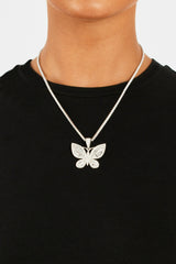 Iced Baguette CZ Butterfly Pendant