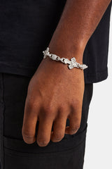 Iced Baguette CZ Cross Bracelet - White