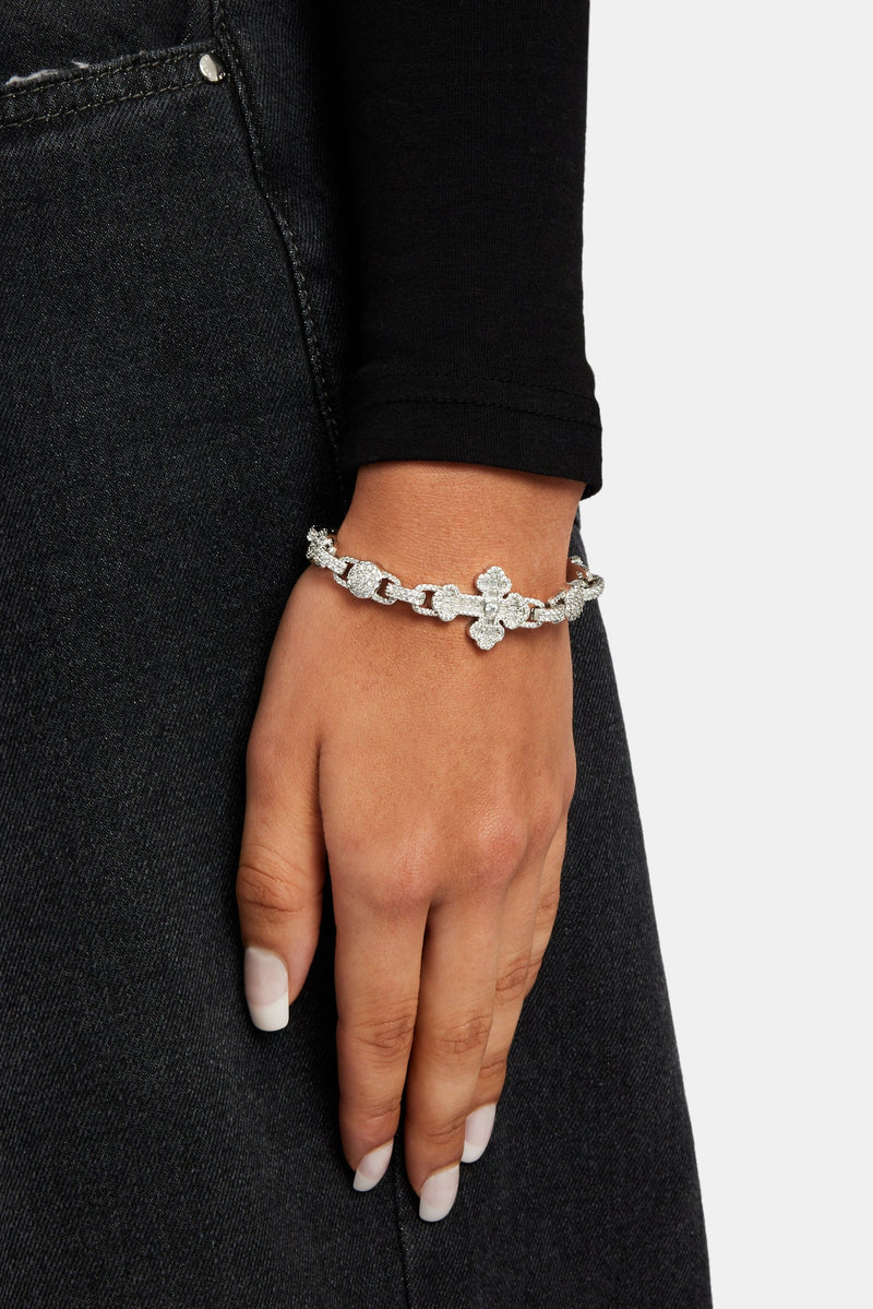 Iced Baguette CZ Cross Drop Bracelet