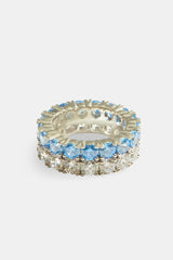 Iced Blue CZ Double Row Tennis Ring