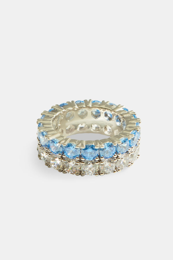 Iced Blue CZ Double Row Tennis Ring