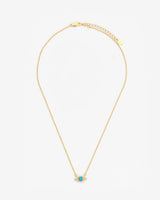 Iced Blue Opal Mini Evil Eye Necklace - Gold