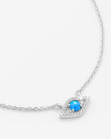 Iced Blue Opal Mini Evil Eye Necklace