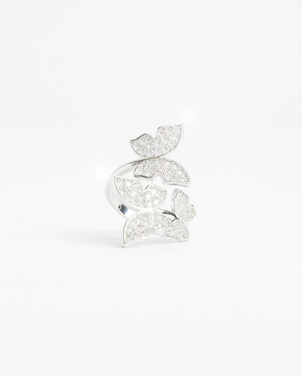 Iced Butterfly Ring - White Gold