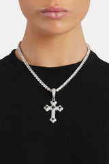 Iced Clear & Black CZ Cross Pendant