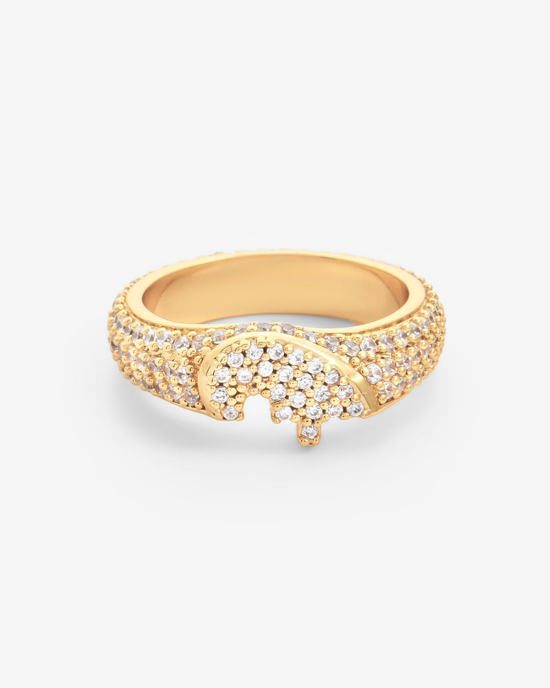 Iced Connecting Heart Ring - Gold