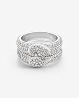 Iced Connecting Heart Ring - White Gold